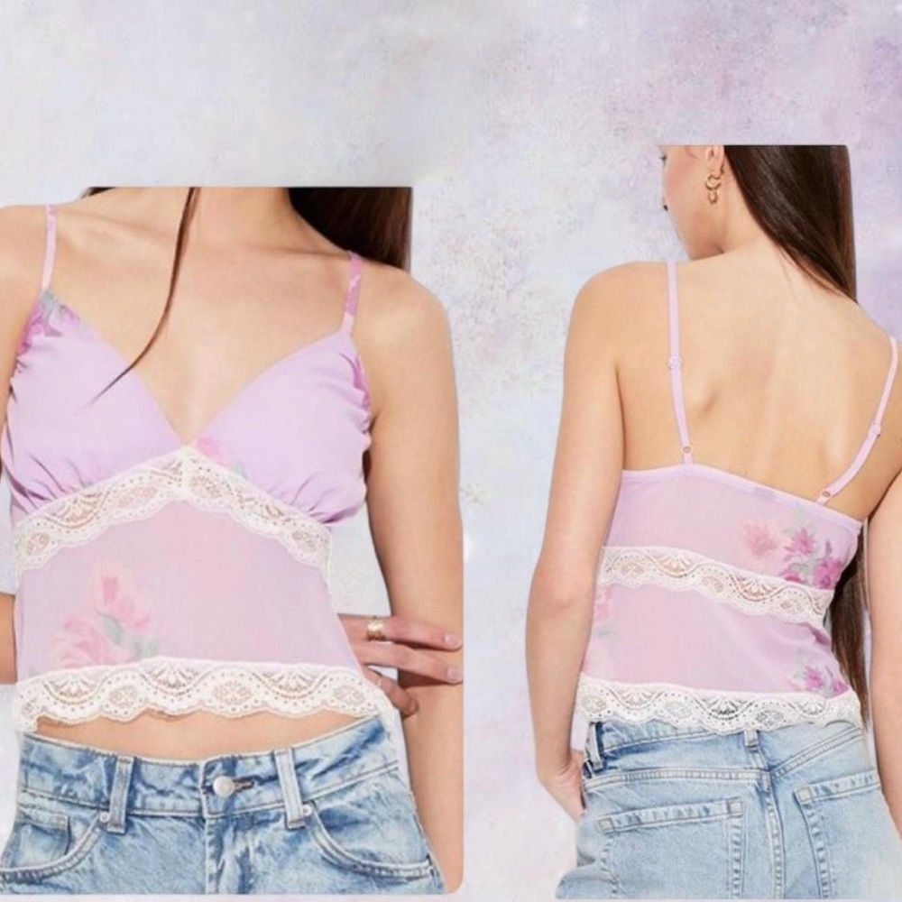 wild fable Lavender Floral Lace-Trim Cami